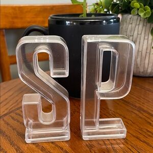 Vintage Clear Acrylic Letter Salt and Pepper Shakers S & P